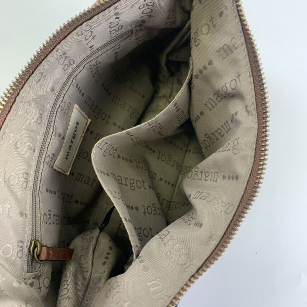 Margot Brown Leather Crossbody Top Handle Shoulder Purse Bag Turn Lock Pocket - Picture 11 of 14